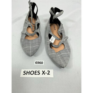 Womans New With Tags Torrid Strappy Flat Heel Shoe Plaid 12 W Back Zip Buckle